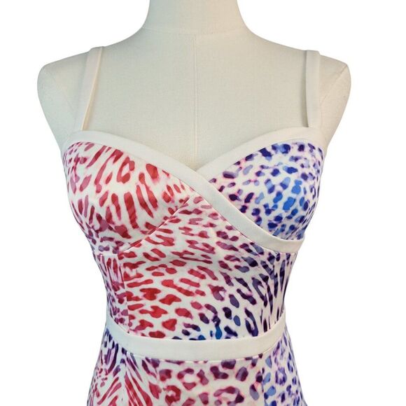 Black Halo Size 0 Multi-Color Ombre Animal Print Dress RTR Strapless USA Made - Picture 8 of 16